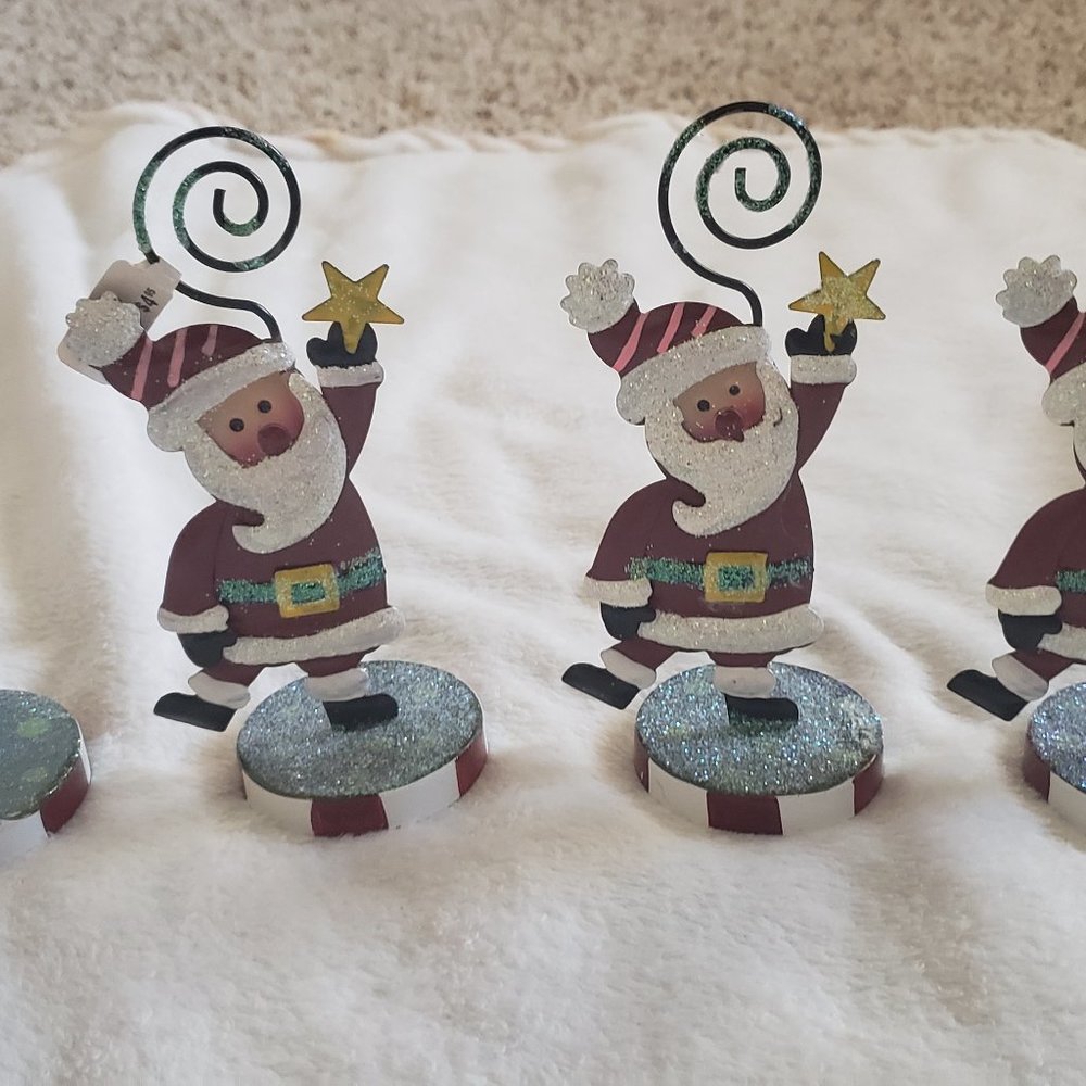 4 Glitter Santa Photo Holders